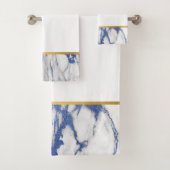 LUXE BLAUE WHUE MARBLE GOLD BADEZIMMER TOWEL SET (Insitu)