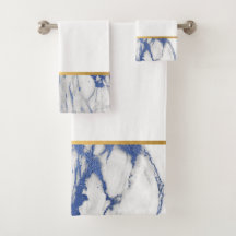 LUXE BLAUE WHUE MARBLE GOLD BADEZIMMER TOWEL SET