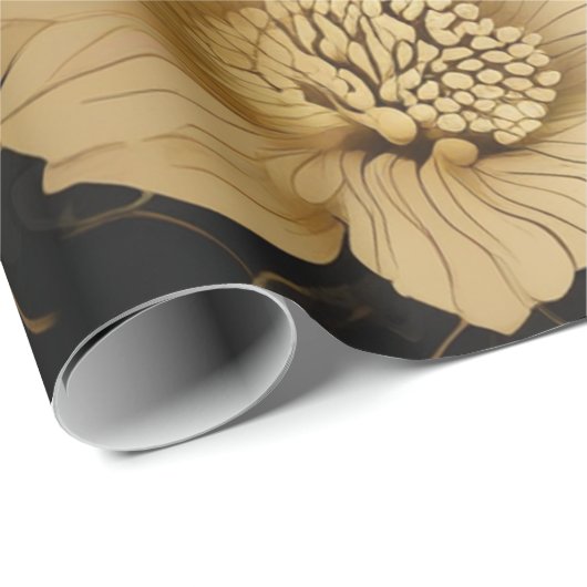 Luxe Blooms: Black & Gold Elegance Geschenkpapier (Rolleneckpunkt)