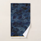 LUXE BLUE BRICK GEOMETRIC GOLD BADEZIMMER TOWEL BADHANDTUCH SET (Handtuch)