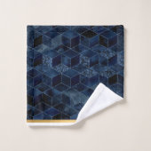 LUXE BLUE BRICK GEOMETRIC GOLD BADEZIMMER TOWEL BADHANDTUCH SET (Waschlappen)