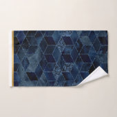 LUXE BLUE BRICK GEOMETRIC GOLD BADEZIMMER TOWEL BADHANDTUCH SET (Handtuch)