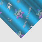 Luxe Blue Christmas Snowflakes und Reindeer Seidenpapier (Detail)