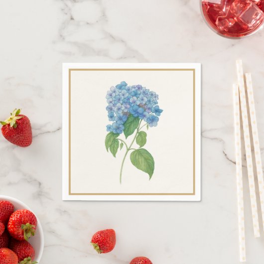 Luxe Blue Hydrangea Napkin — Elegant Botanical  Serviette (Beispiel)