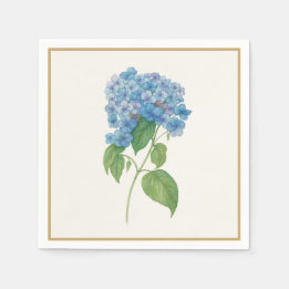 Luxe Blue Hydrangea Napkin — Elegant Botanical  Serviette