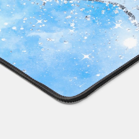 Luxe Blue Marble & Silver Glitzer mit Name Monogra Schreibtischunterlage (Ecke)