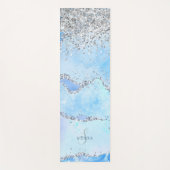 Luxe Blue Marble & Silver Glitzer mit Name Monogra Yogamatte (Vorderseite)