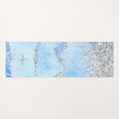 Luxe Blue Marble & Silver Glitzer mit Name Monogra Yogamatte (Vorderseite (Horizontal))