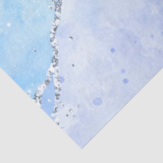 Luxe Blue Marble & Silver Glitzer Seidenpapier (Ausschnitt)