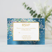 LUXE BLUE RAINBOW HOLOGRAPHISCHE SPOT UAWG RSVP KARTE (Stehend Vorderseite)