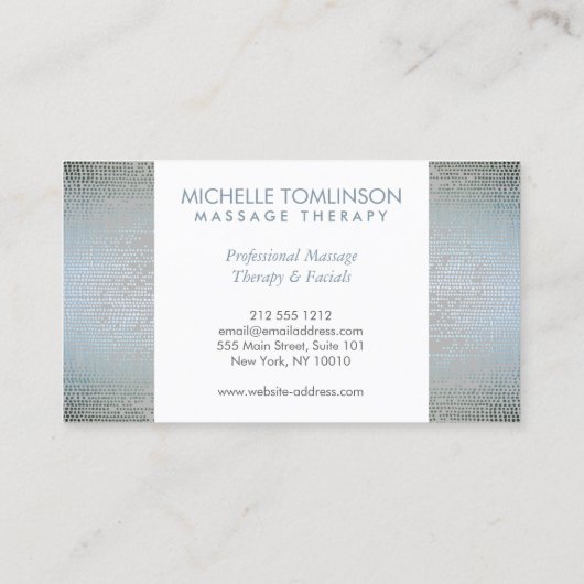 Luxe Blue Silver Confetti Rain Muster Visitenkarte (Rückseite)