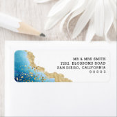 Luxe Blue und Gold Abstrakte Rücksendeadresse (Insitu)