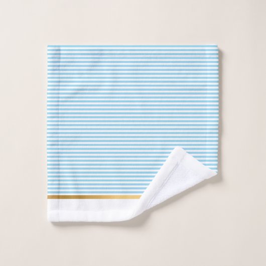 LUXE BLUE WHUE STRIPE GOLD BADEZIMMER TOWEL SET (Waschlappen)