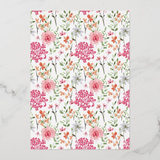 Luxe Blumenrosa Schmetterlinge Tiara Quinceañera Folieneinladung (Rückseite)