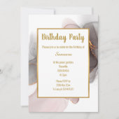 LUXE BLUSH BLACK CHIFFON BIRTHDAY EINLADUNG (Vorderseite)