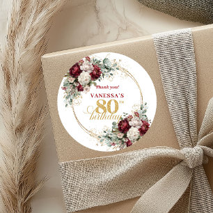 Luxe Blush Burgundy 80. Geburtstag Aufkleber