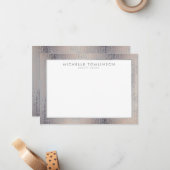 Luxe Blush Confetti Rain Muster Gray Notecard Mitteilungskarte (Vorderseite/Rückseite Beispiel)