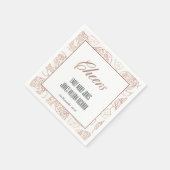 LUXE BLUSH PINK ROSE GOLD FLORAL CHEERS WEDD SERVIETTE (Ecke)