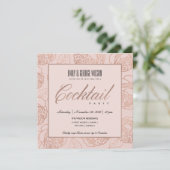 LUXE BLUSH PINK ROSE GOLD FLORAL COCKTAIL PARTY EINLADUNG (Stehend Vorderseite)