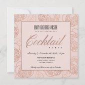 LUXE BLUSH PINK ROSE GOLD FLORAL COCKTAIL PARTY EINLADUNG (Vorderseite)