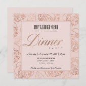 LUXE BLUSH PINK ROSE GOLD FLORAL DINNER PARTY EINLADUNG (Vorne/Hinten)