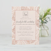 LUXE BLUSH PINK ROSE GOLD FLORAL WORKSHOP EVOP EINLADUNG (Stehend Vorderseite)