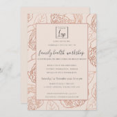 LUXE BLUSH PINK ROSE GOLD FLORAL WORKSHOP EVOP EINLADUNG (Vorne/Hinten)