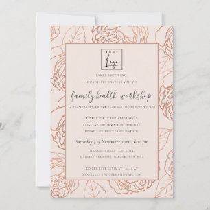 LUXE BLUSH PINK ROSE GOLD FLORAL WORKSHOP EVOP EINLADUNG