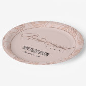 LUXE BLUSPINK ROSE GOLD FLORAL RETIREMENT PAPPTELLER (Schrägansicht)