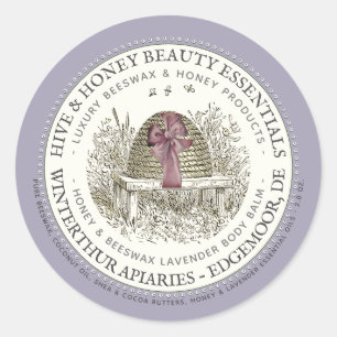 Luxe Body Balm Label Lavender mit Skep und Bow Runder Aufkleber