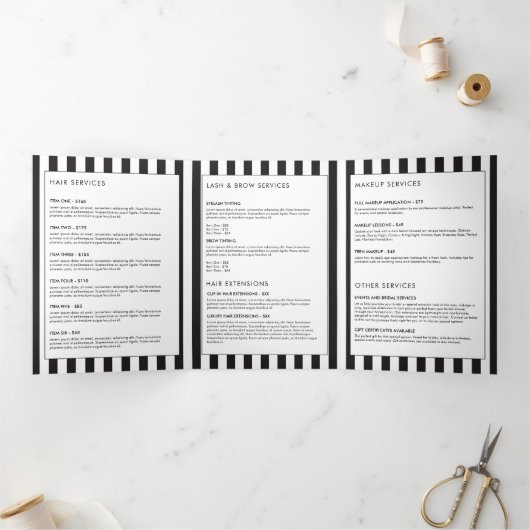 Luxe Bold Black and White Stripes Broschüre (Innenseite)