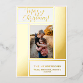 Luxe Bold Geometric Foto Frame Foil Holiday Card Folien Feiertagskarte