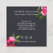 Luxe Bold Wasserfarbe Rose auf Grau Quadratische Visitenkarte (Rückseite)