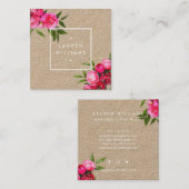 Luxe Bold Wasserfarbe Rose auf Kraft Quadratische Visitenkarte (Vorne/Hinten)