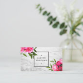 Luxe Bold Wasserfarbe Rose auf Marmor Visitenkarte (Stehend Vorderseite)