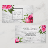 Luxe Bold Wasserfarbe Rose auf Marmor Visitenkarte (Vorne/Hinten)