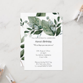 LUXE BOTANICAL WHITE SAGE GEBURTSTAGEINLAGE EINLADUNG