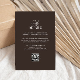Luxe Braun | QR-Code Hochzeitsgastdetails Begleitkarte