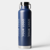 Luxe breites Logo-Muster Navyblau Trinkflasche (Vorderseite)