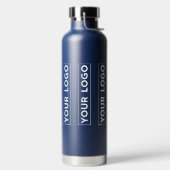 Luxe breites Logo-Muster Navyblau Trinkflasche (links)