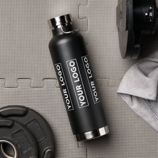 Luxe breites Logo-Muster Schwarz Trinkflasche (Fitnessstudio)