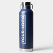 Luxe Breitlogo Navyblau Trinkflasche (Vorderseite)