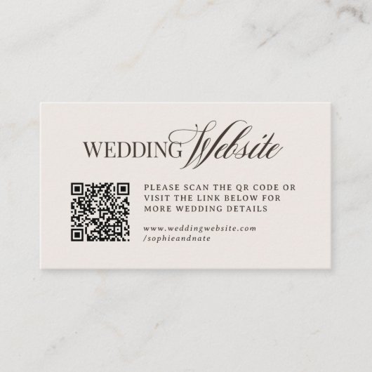 Luxe Brown and Ivory | Wedding Website QR Code Begleitkarte (Vorderseite)