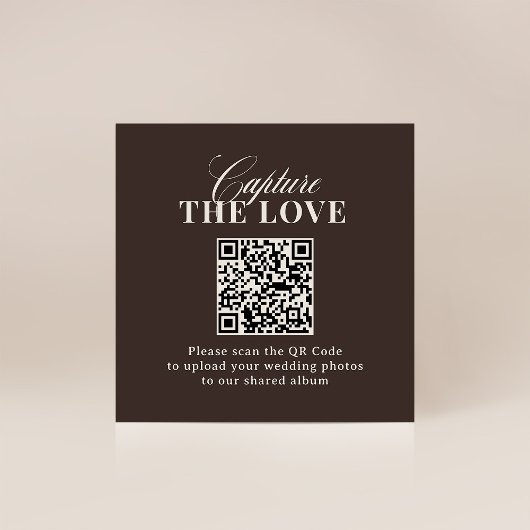 Luxe Brown | QR-Code Hochzeit - Erfasse die Liebe Begleitkarte