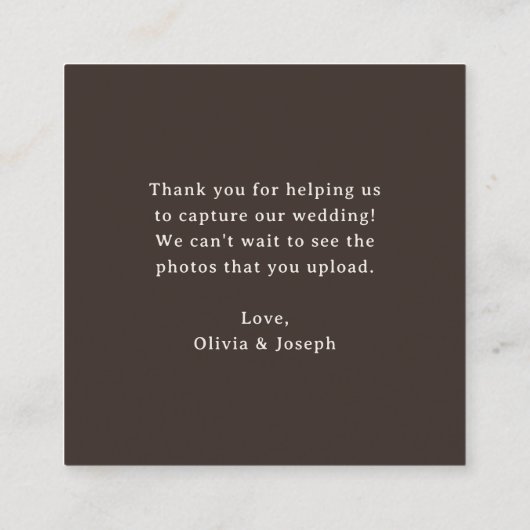 Luxe Brown | QR Code Wedding Capture the Love Begleitkarte (Rückseite)