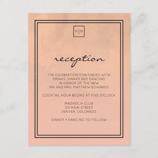 Luxe Burgunder und erröten Empfangs-Karte Begleitkarte (Vorderseite)