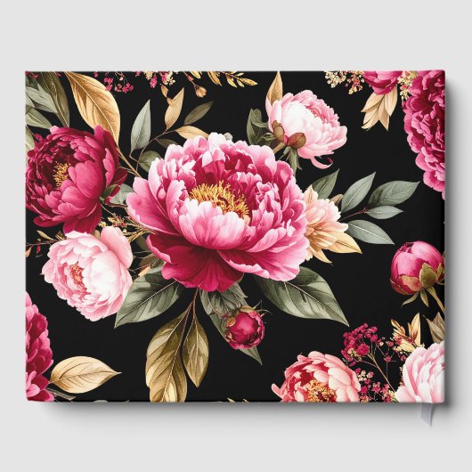 Luxe Burgundy and Blush Peony Floral Wedding Real Gästebuch (Rückseite)