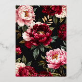 Luxe Burgundy and Blush Pink Peony Floral Wedding Folieneinladung (Rückseite)