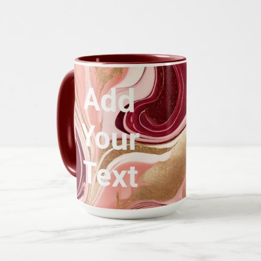 Luxe Burgundy Gold Wirbel Benutzerdefinierter Text Tasse (Vorderseite Links)