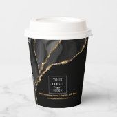 Luxe Business Logo Event Promotional Black Marble Pappbecher (Vorderseite)
